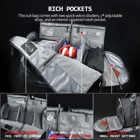 Premium Suit Garment Duffel Bag for Travel Foldable Stylish Hand Carry Shoulder - Picture 3 of 6